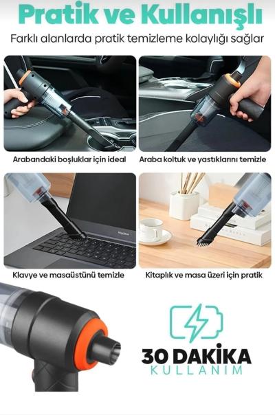C Şarjlı Araç Süpürgesi El Süpürgesi Şarjlı Çok Fonksiyonlu Üfleme